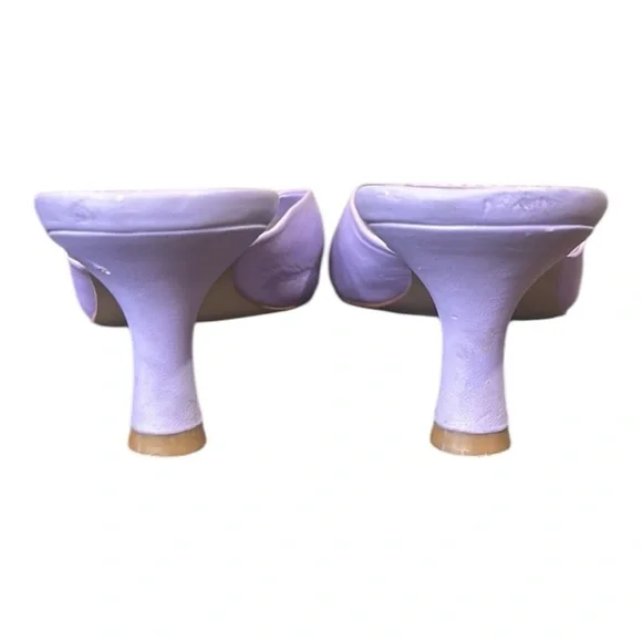 MANGO Womens Lavender Solid Leather Heels Size 8.5 - Picture 8 of 13